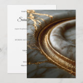 Faire-part de mariage moderne en marbre doré (Devant / Derrière)
