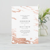 faire-part de mariage moderne en marbre doré rose (Debout devant)