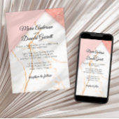 Faire-part de mariage moderne en marbre rose et or