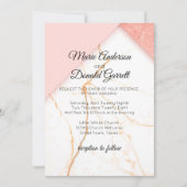 Faire-part de mariage moderne en marbre rose et or (Devant)