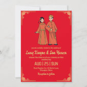 faire-part de mariage moderne en or chinois (Devant)