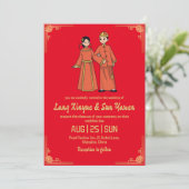 faire-part de mariage moderne en or chinois (Debout devant)