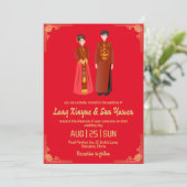 faire-part de mariage moderne en or chinois (Debout devant)