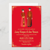 faire-part de mariage moderne en or chinois (Devant / Derrière)