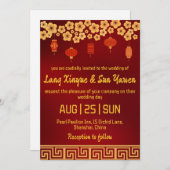 faire-part de mariage moderne en or chinois (Devant / Derrière)