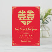 faire-part de mariage moderne en or chinois (Debout devant)