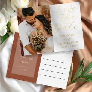 Faire-Part de Mariage Moderne en Terracotta avec P