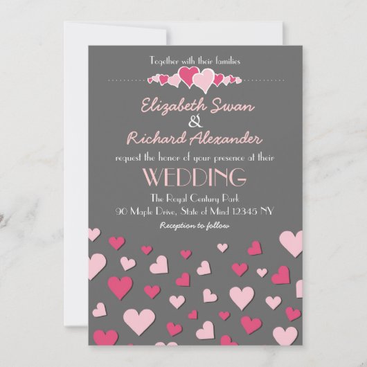 Faire-part de mariage moderne et chic rose gris (Devant)