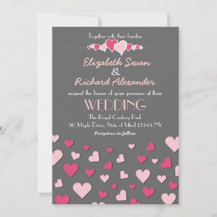 Faire-part de mariage moderne et chic rose gris