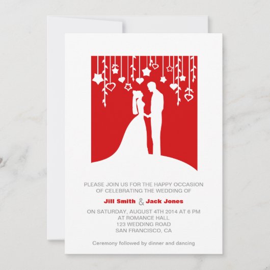 faire-part de mariage moderne et design rouge et b (Devant)