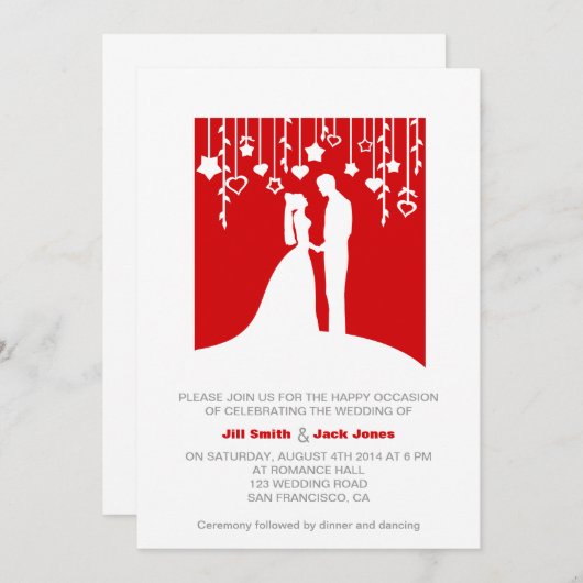 faire-part de mariage moderne et design rouge et b (Devant / Derrière)