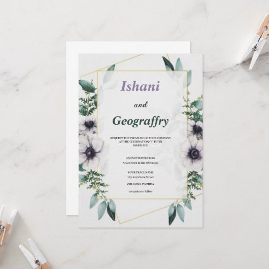faire-part de mariage moderne et élégant (Devant/Arrière en situation)