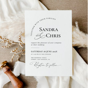 faire-part de mariage moderne et formelle noir et