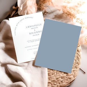 Faire-part de mariage moderne et minimaliste bleu