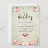 faire-part de mariage moderne flamand rose (Devant)