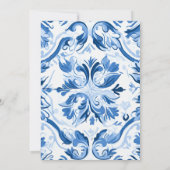Faire-part de Mariage Moderne Fleur Bleu Delft (Dos)