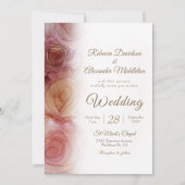 Faire-part de mariage moderne Floral Dark Carmine (Devant)