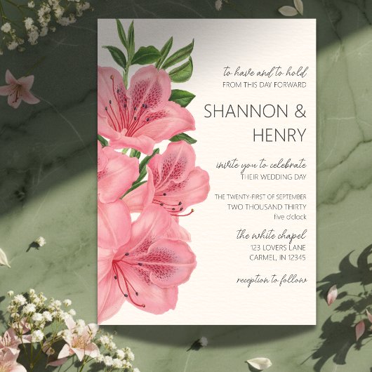 Faire-part de mariage moderne floral Lily rose