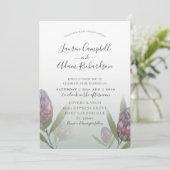 Faire-part de mariage moderne floral vert sauge po (Debout devant)