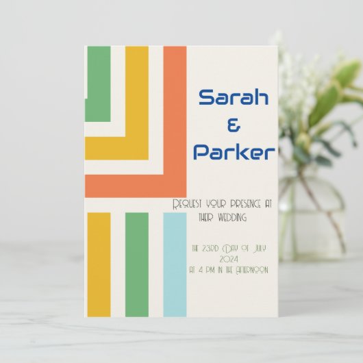 Faire-part de mariage moderne géométrique (Debout devant)