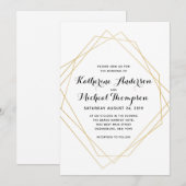 Faire-part de mariage moderne géométrique Or (Devant / Derrière)