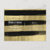 Faire-part de mariage moderne glamour noir et or (Dos)