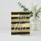 Faire-part de mariage moderne glamour noir et or (Debout devant)