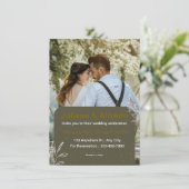 Faire-part de mariage moderne Gold Vert (Debout devant)