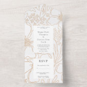 Faire-Part de Mariage Moderne Golden Blooms Tout C (À l'intérieur)