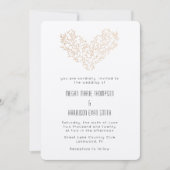Faire-part de mariage moderne Golden Wreath Heart (Devant)