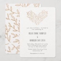 Faire-part de mariage moderne Golden Wreath Heart