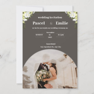 Faire-part de mariage moderne gris