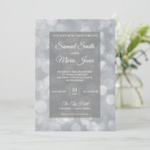 Faire-part de mariage moderne gris argent bokeh (Debout devant)