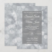 Faire-part de mariage moderne gris argent bokeh (Devant / Derrière)