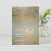 Faire-part de mariage moderne gris bleu gris or (Debout devant)