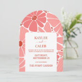 Faire-part de mariage moderne groovy rose daisy (Debout devant)