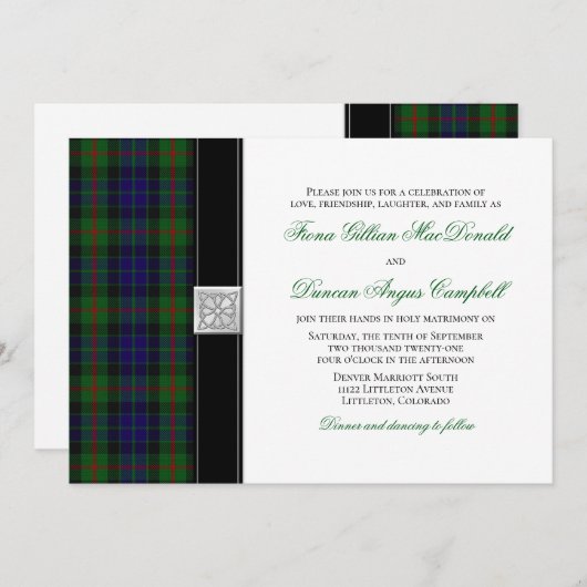 Faire-part de mariage moderne Gunn Tartan (Devant / Derrière)