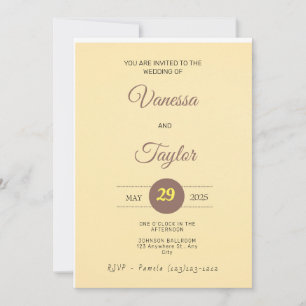 Faire-part de mariage moderne jaune ambre