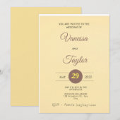 Faire-part de mariage moderne jaune ambre (Devant / Derrière)