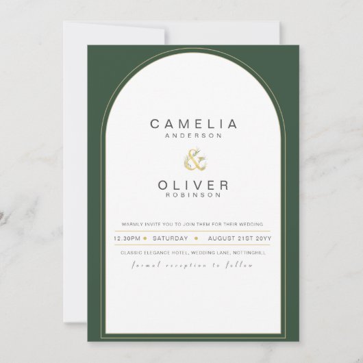 Faire-part de mariage moderne Juniper Green (Devant)