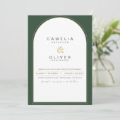 Faire-part de mariage moderne Juniper Green (Debout devant)