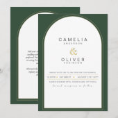 Faire-part de mariage moderne Juniper Green (Devant / Derrière)