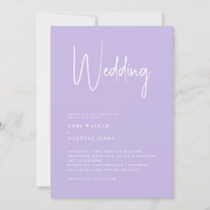 Faire-part de mariage moderne lilas sans parents