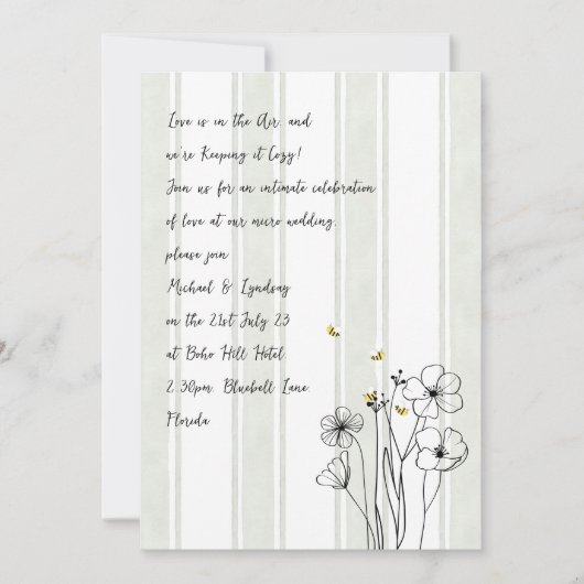 Faire-part de mariage moderne manuscrit abeilles H (Devant)