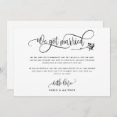 Faire-part de mariage moderne / Mariage en fuite (Devant / Derrière)