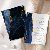 Faire-part de mariage moderne Marine Blue Gold Aga