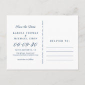 Faire-Part de Mariage Moderne Marron Clair et Bleu (Dos)