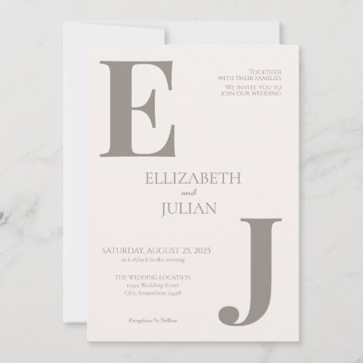 Faire-part de mariage moderne minimaliste (Devant)