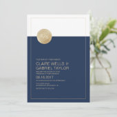 Faire-part de mariage moderne minimaliste bleu mar (Debout devant)