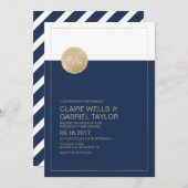 Faire-part de mariage moderne minimaliste bleu mar (Devant / Derrière)